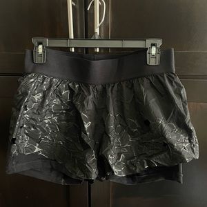 Lululemon bike shorts with floral overlay